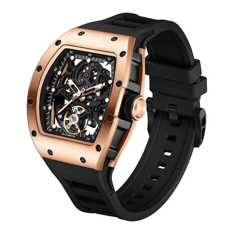 Factory Wholesale Custom Fashion Automatic Wristwatch Luxury Brand High Quality Silicone Mechanical Watches Stainless