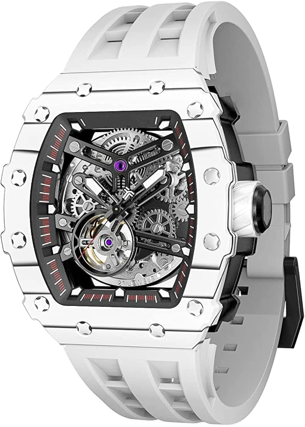 Luxurious Richard TSAR BOMB Automatic Skeleton Dial Watch Wholesale Supply Japanese Movement Sapphire Crystal Rubber Band