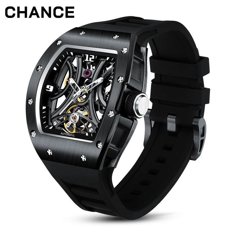 CHANCE JC-9-190G-11 Mechanical Wristwatch Tourbillon Automatic Watches Luxury Hollow Dial Men's Watch