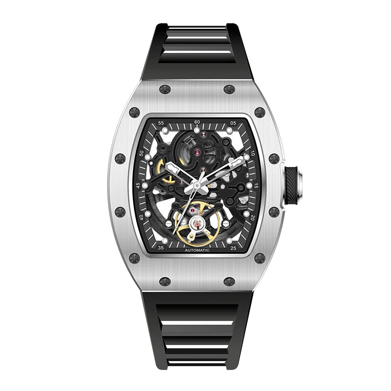 Factory Wholesale Custom Fashion Automatic Wristwatch Luxury Brand High Quality Silicone Mechanical Watches Stainless