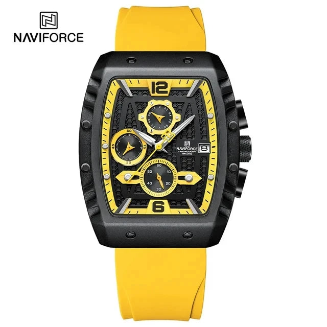 NAVIFORCE  Men's Business Watches Sports Quartz Chronograph Silicone Band Casual Male Waterproof Wristwatches