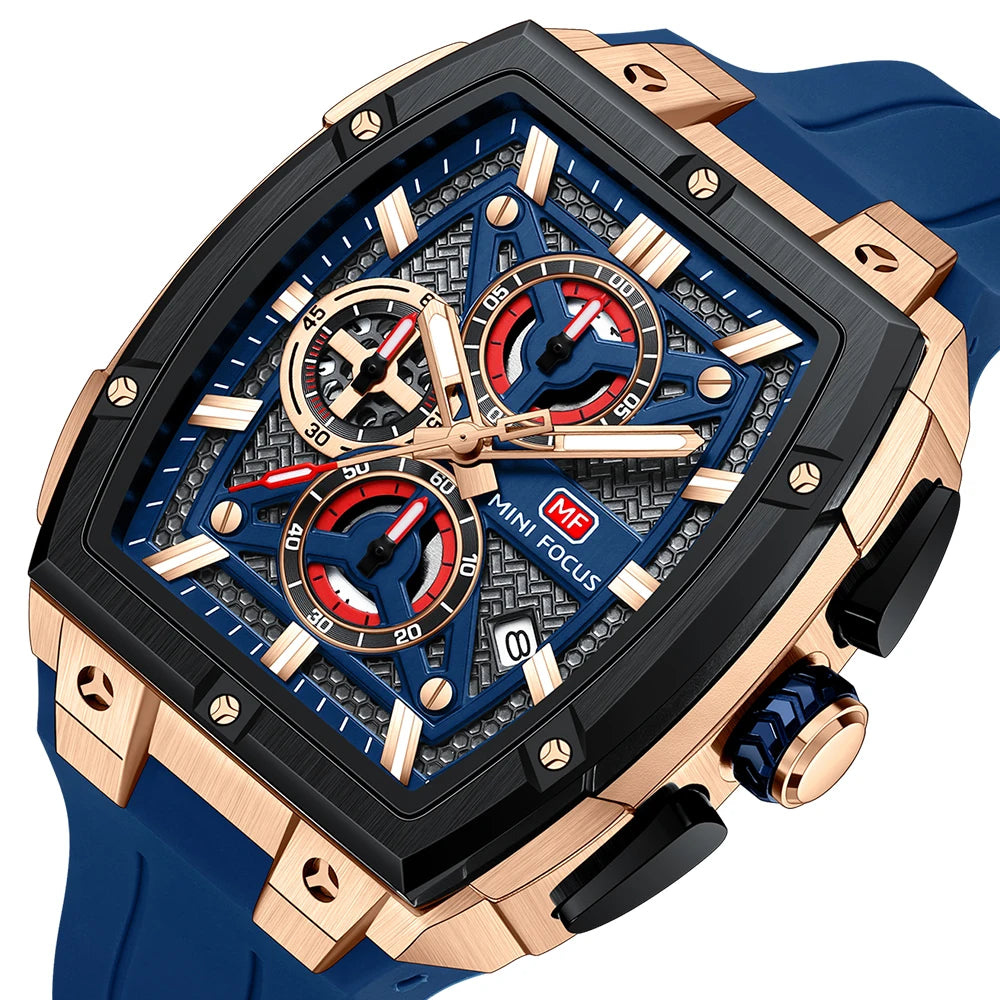 MINI FOCUS MF0602G  Men's Watches Chronograph Quartz Silicone Wristwatch Top Luxury Brand Waterproof Sport  Luminous Watch