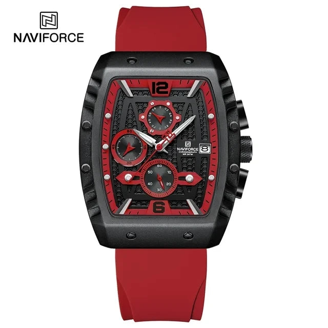 NAVIFORCE  Men's Business Watches Sports Quartz Chronograph Silicone Band Casual Male Waterproof Wristwatches