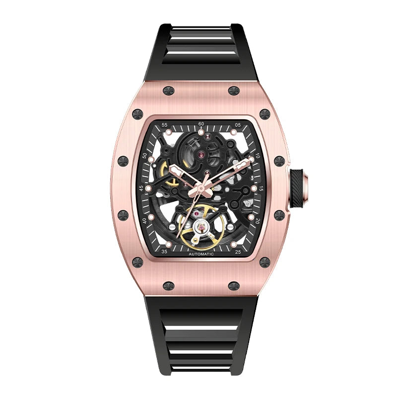 Factory Wholesale Custom Fashion Automatic Wristwatch Luxury Brand High Quality Silicone Mechanical Watches Stainless