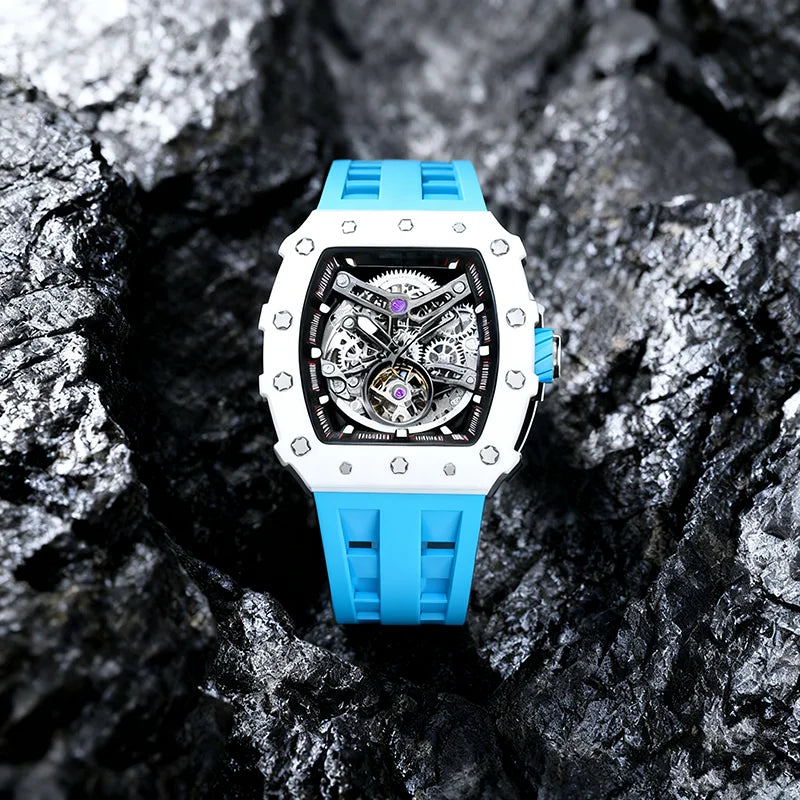 Luxurious Richard TSAR BOMB Automatic Skeleton Dial Watch Wholesale Supply Japanese Movement Sapphire Crystal Rubber Band