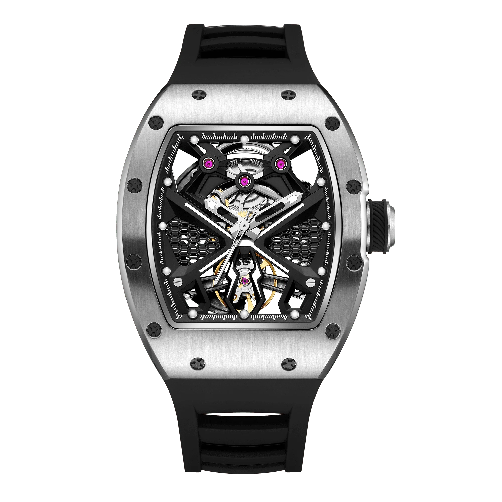 Luxury Relojes Hombre Mechanical Automatic  Watch Custom Logo Watch  Hollow Out Luxury Automatic  Skeleton Barrel Watch for Men