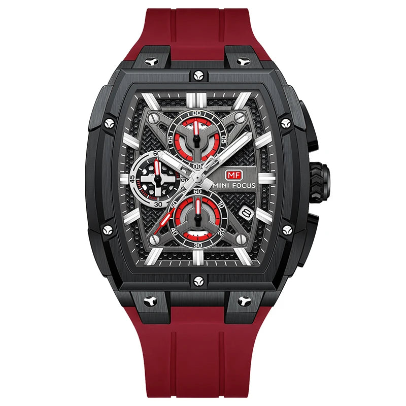MINI FOCUS MF0602G  Men's Watches Chronograph Quartz Silicone Wristwatch Top Luxury Brand Waterproof Sport  Luminous Watch