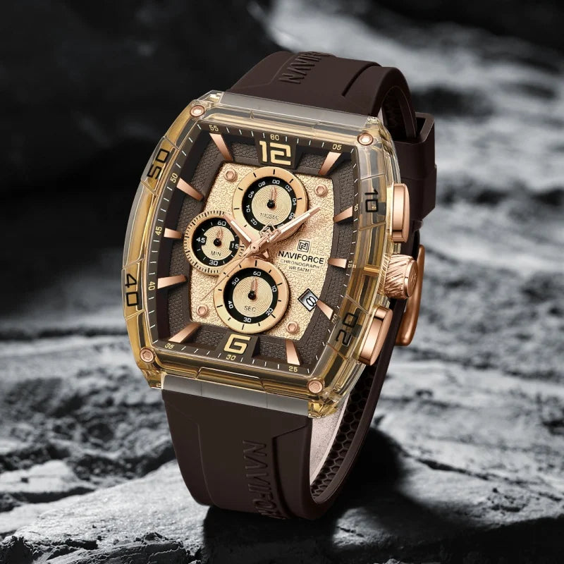 NAVIFORCE 6101 Sport Men's Watches Luminous Quartz Display Wristwatch Male Chronograph Clock Waterproof Relogio Masculino