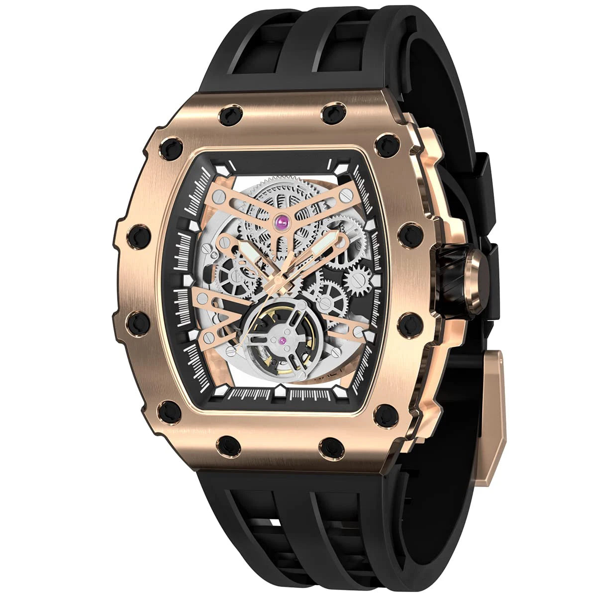 Luxurious Richard TSAR BOMB Automatic Skeleton Dial Watch Wholesale Supply Japanese Movement Sapphire Crystal Rubber Band