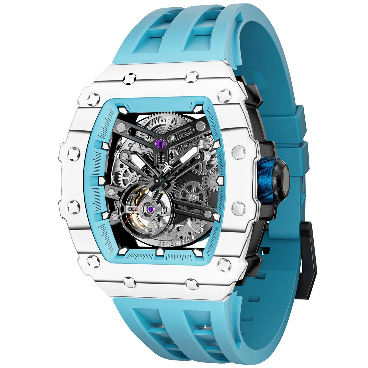 Luxurious Richard TSAR BOMB Automatic Skeleton Dial Watch Wholesale Supply Japanese Movement Sapphire Crystal Rubber Band