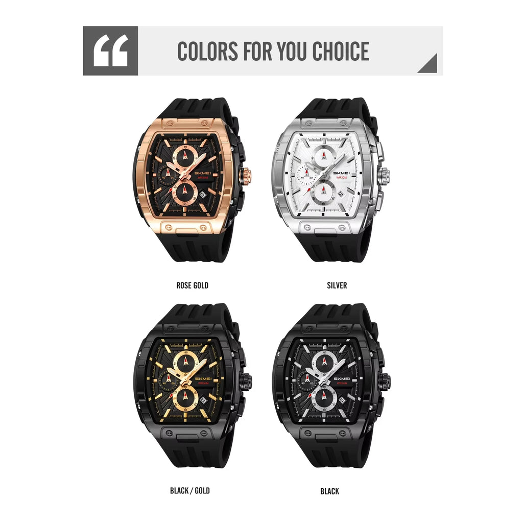Skmei 2362 Famous Brand New Design Men Quartz Watch High Quality Rubber Strap Water Resist Date Display Chronograph Casual Watch