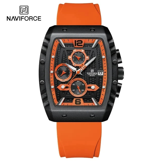 NAVIFORCE  Men's Business Watches Sports Quartz Chronograph Silicone Band Casual Male Waterproof Wristwatches