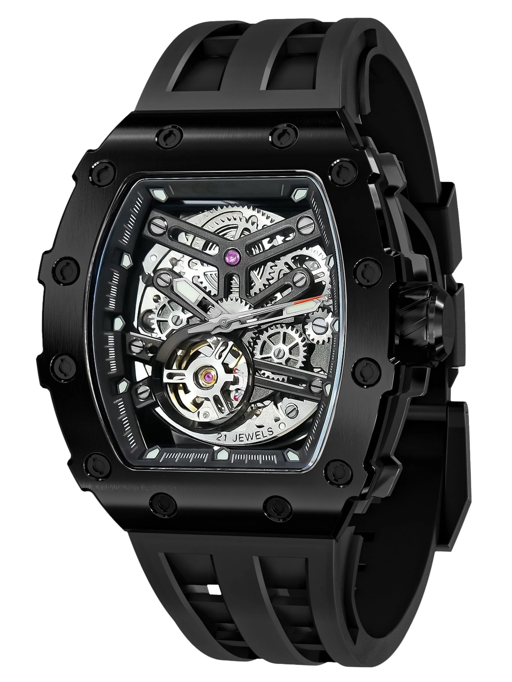 Luxurious Richard TSAR BOMB Automatic Skeleton Dial Watch Wholesale Supply Japanese Movement Sapphire Crystal Rubber Band