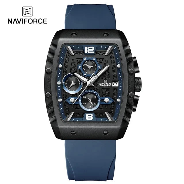 NAVIFORCE  Men's Business Watches Sports Quartz Chronograph Silicone Band Casual Male Waterproof Wristwatches