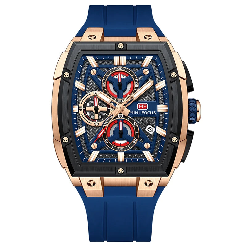 MINI FOCUS MF0602G  Men's Watches Chronograph Quartz Silicone Wristwatch Top Luxury Brand Waterproof Sport  Luminous Watch