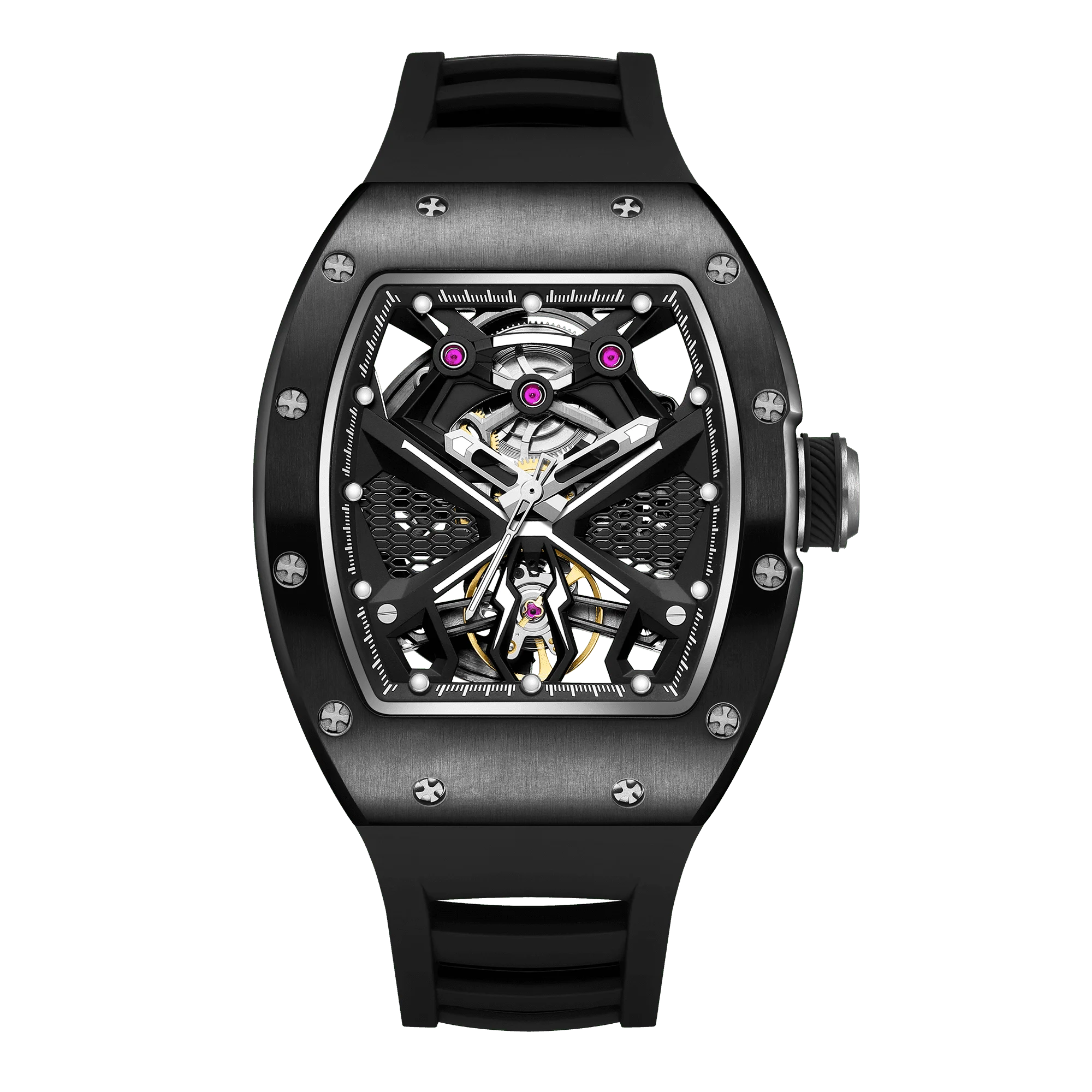 Luxury Relojes Hombre Mechanical Automatic  Watch Custom Logo Watch  Hollow Out Luxury Automatic  Skeleton Barrel Watch for Men