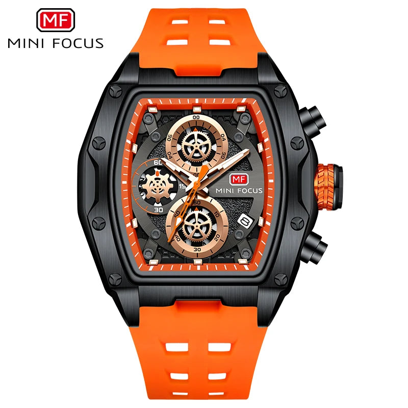 MINI FOCUS MF0473G Classic OEM Mens Quartz Watch Best Silicone Band Waterproof Chronograph Low Moq Sports Wrist Watch