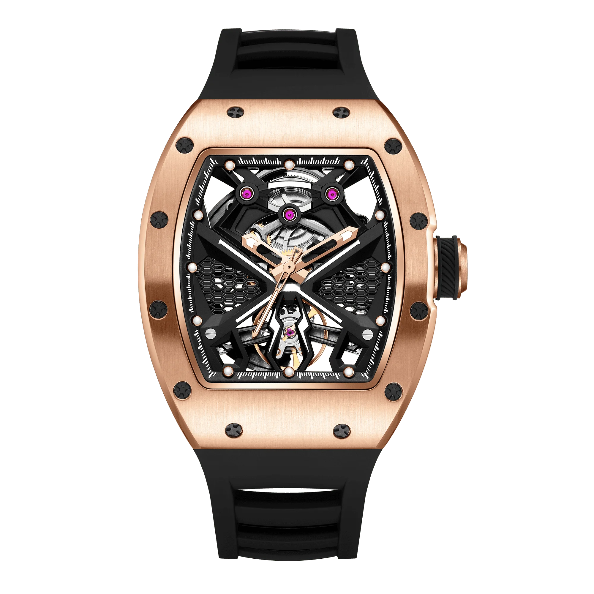 Luxury Relojes Hombre Mechanical Automatic  Watch Custom Logo Watch  Hollow Out Luxury Automatic  Skeleton Barrel Watch for Men
