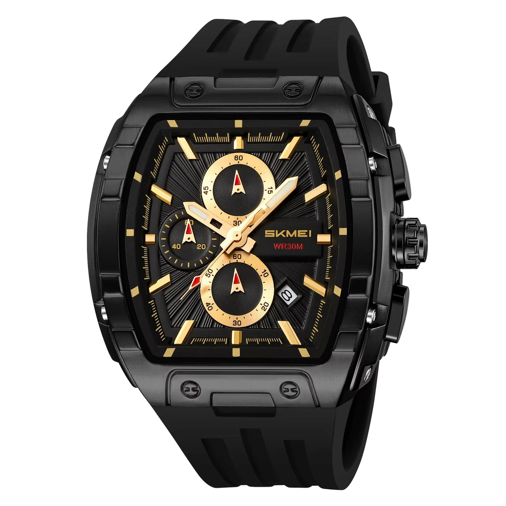 Skmei 2362 Famous Brand New Design Men Quartz Watch High Quality Rubber Strap Water Resist Date Display Chronograph Casual Watch