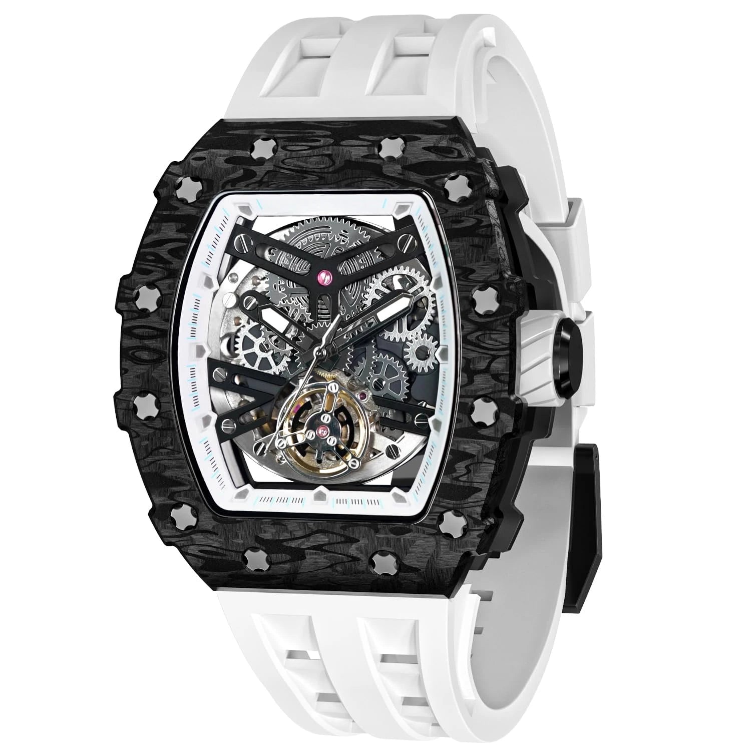 Luxurious Richard TSAR BOMB Automatic Skeleton Dial Watch Wholesale Supply Japanese Movement Sapphire Crystal Rubber Band