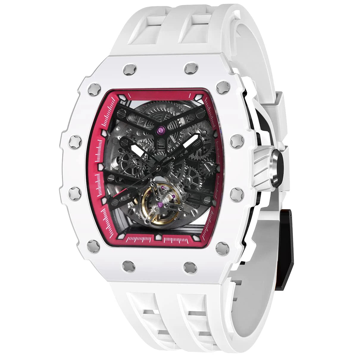 Luxurious Richard TSAR BOMB Automatic Skeleton Dial Watch Wholesale Supply Japanese Movement Sapphire Crystal Rubber Band