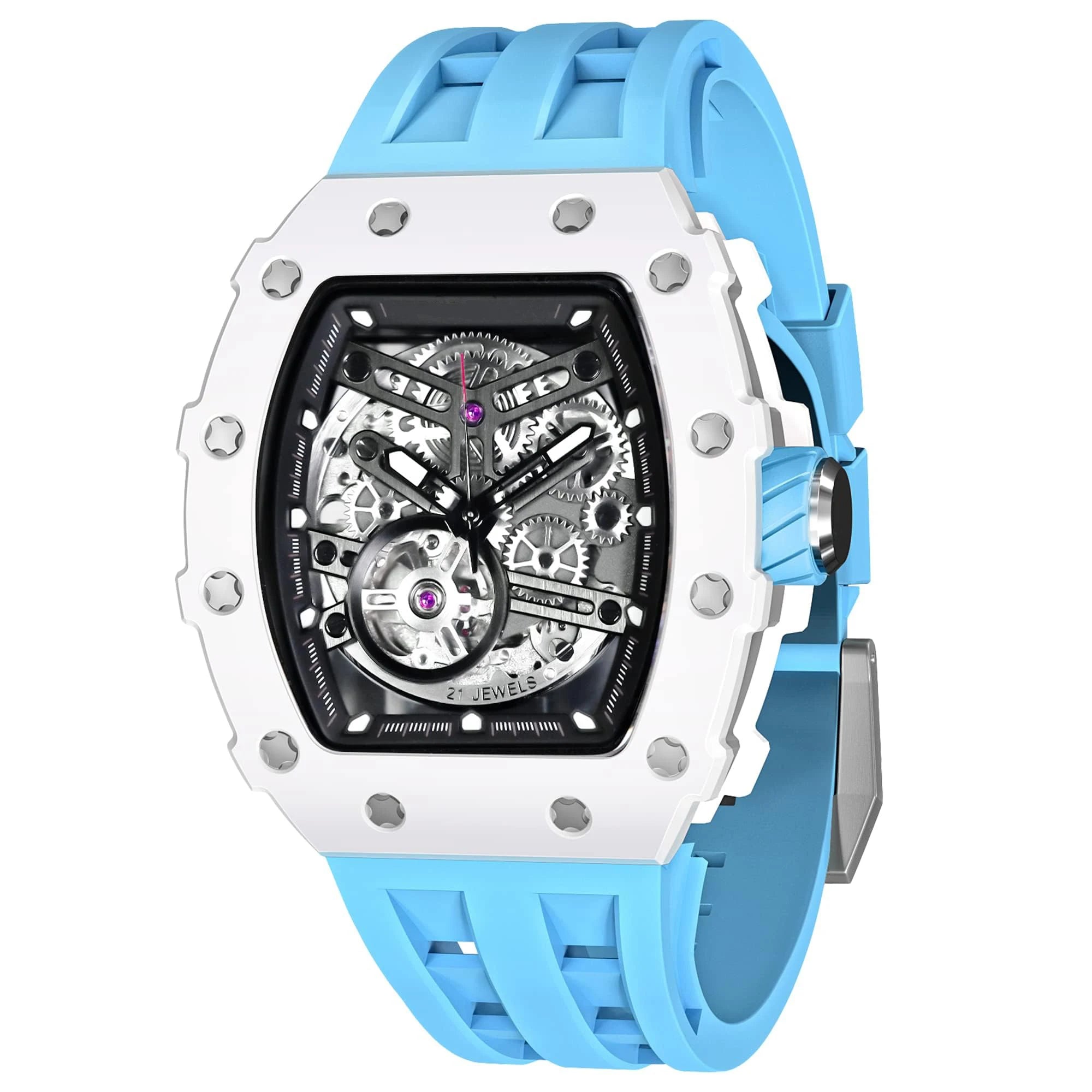 Luxurious Richard TSAR BOMB Automatic Skeleton Dial Watch Wholesale Supply Japanese Movement Sapphire Crystal Rubber Band