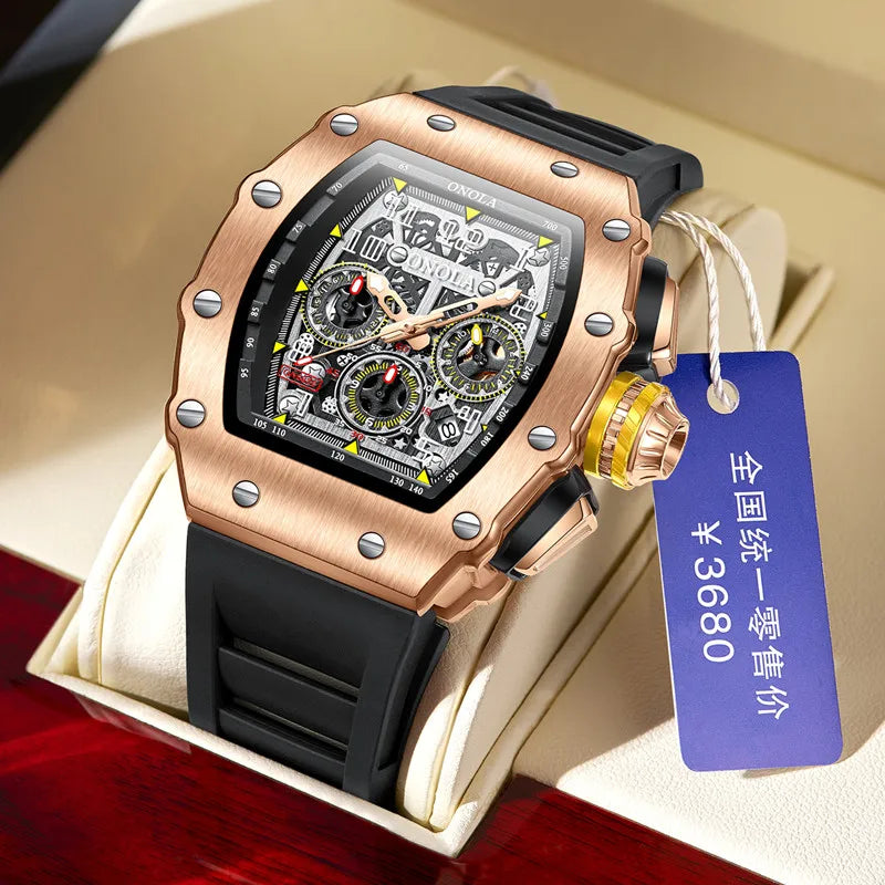 Onola Brand 6826 New Luxury Sport Watches Chronograph Watch Japanese Quartz Movement Business Men Wrist Watches for Boy Mlae