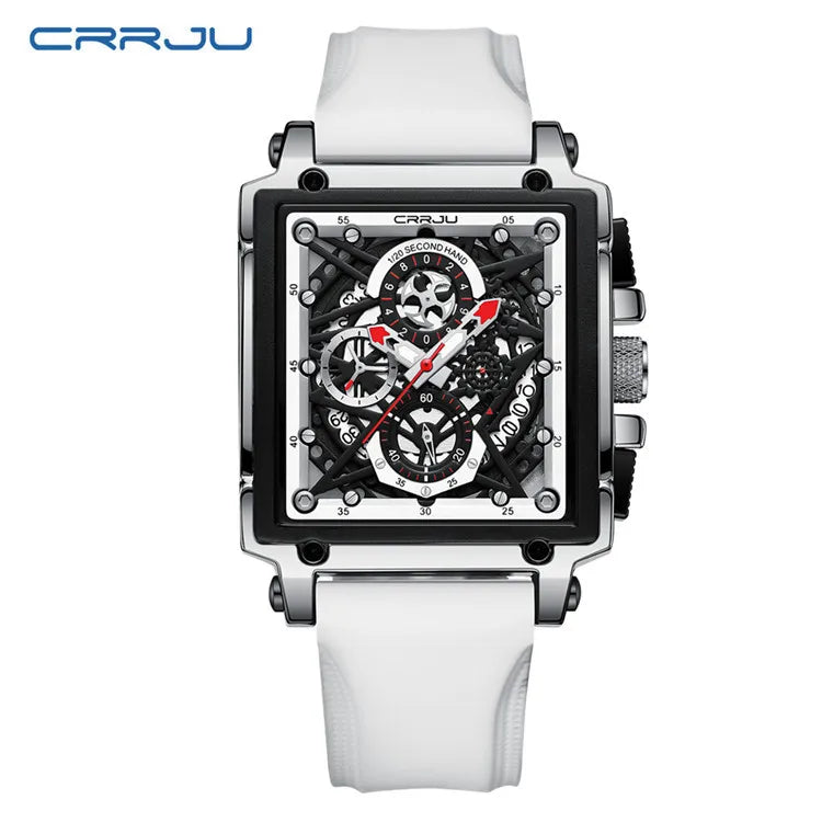 CRRJU 2312 Hollow Out Design Men Watch Business Personality Male Fashion Waterproof Square Quartz Wristwatch
