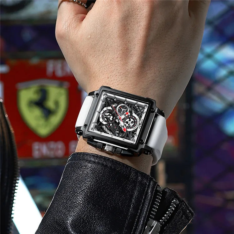 CRRJU 2312 Hollow Out Design Men Watch Business Personality Male Fashion Waterproof Square Quartz Wristwatch
