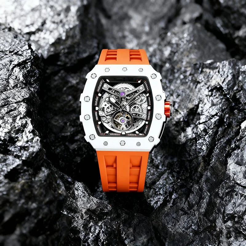 Luxurious Richard TSAR BOMB Automatic Skeleton Dial Watch Wholesale Supply Japanese Movement Sapphire Crystal Rubber Band