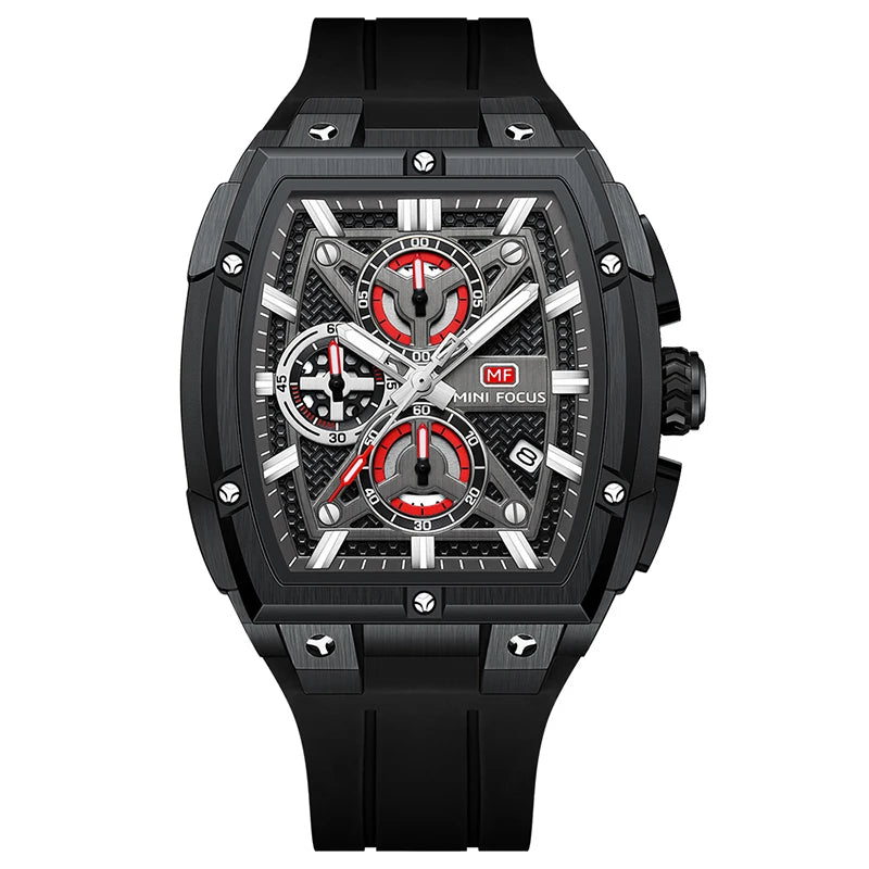 MINI FOCUS MF0602G  Men's Watches Chronograph Quartz Silicone Wristwatch Top Luxury Brand Waterproof Sport  Luminous Watch