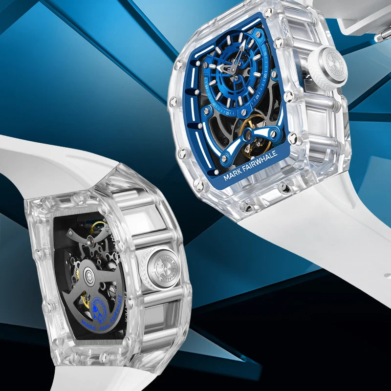 Mark Fairwhale Men's Automatic Mechanical Watch Brand New Sport Style Crystal Glass Dial Stainless Steel Waterproof Luminous