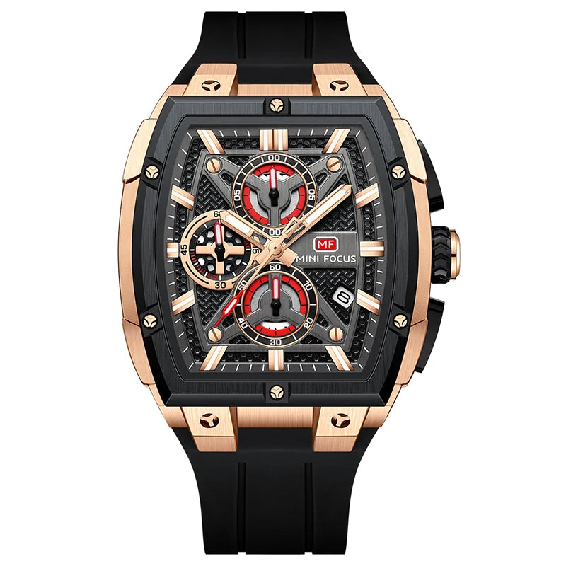 MINI FOCUS MF0602G  Men's Watches Chronograph Quartz Silicone Wristwatch Top Luxury Brand Waterproof Sport  Luminous Watch