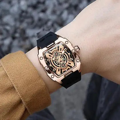 Megir 8116G 8116 Fashion Luxury Men's Luminous Analog Silicone Strap Quartz Watches Tonneau Dial Waterproof Wrist Watch for Men