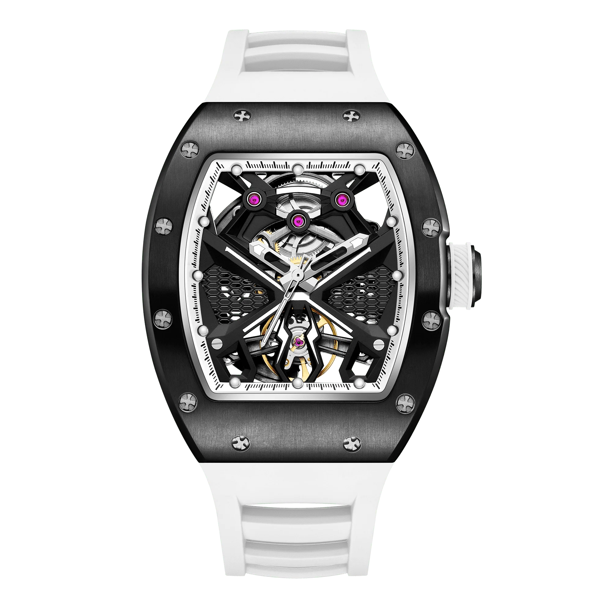 Luxury Relojes Hombre Mechanical Automatic  Watch Custom Logo Watch  Hollow Out Luxury Automatic  Skeleton Barrel Watch for Men