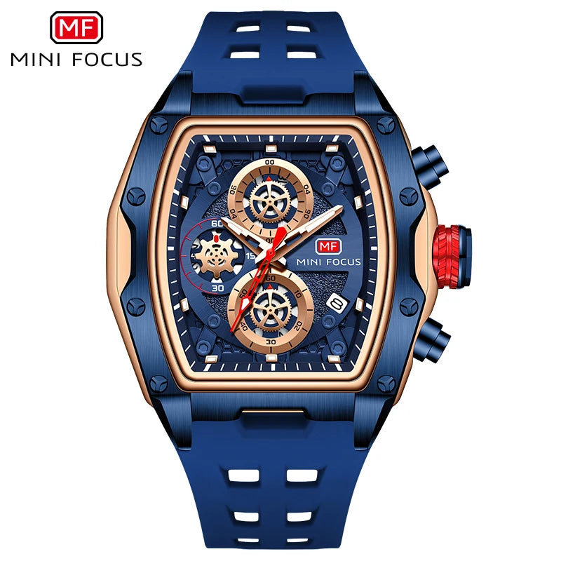 MINI FOCUS MF0473G Classic OEM Mens Quartz Watch Best Silicone Band Waterproof Chronograph Low Moq Sports Wrist Watch