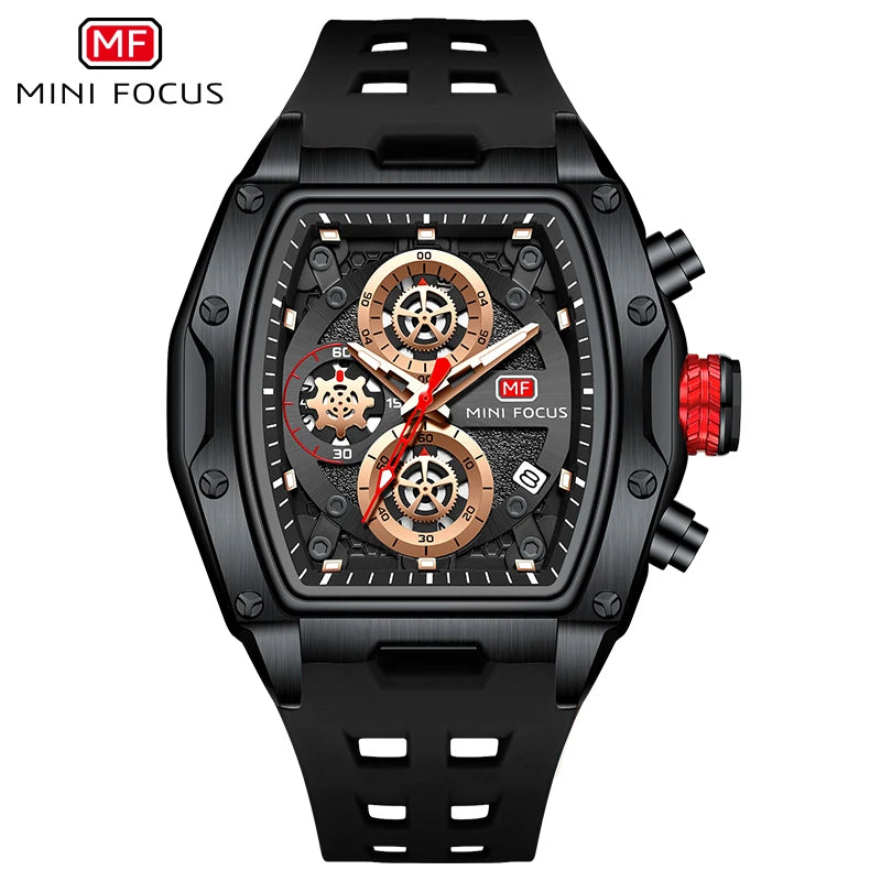 MINI FOCUS MF0473G Classic OEM Mens Quartz Watch Best Silicone Band Waterproof Chronograph Low Moq Sports Wrist Watch
