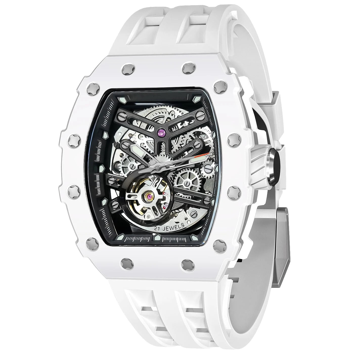 Luxurious Richard TSAR BOMB Automatic Skeleton Dial Watch Wholesale Supply Japanese Movement Sapphire Crystal Rubber Band