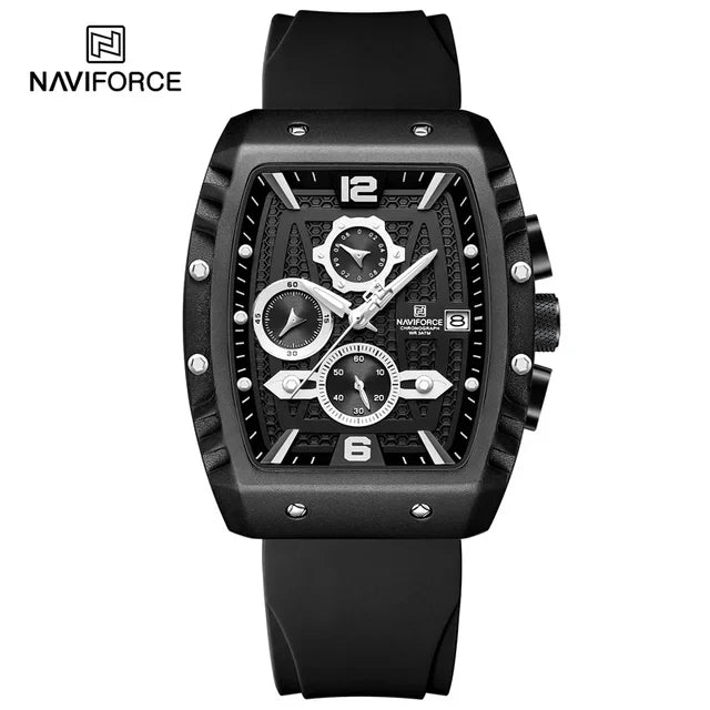 NAVIFORCE  Men's Business Watches Sports Quartz Chronograph Silicone Band Casual Male Waterproof Wristwatches