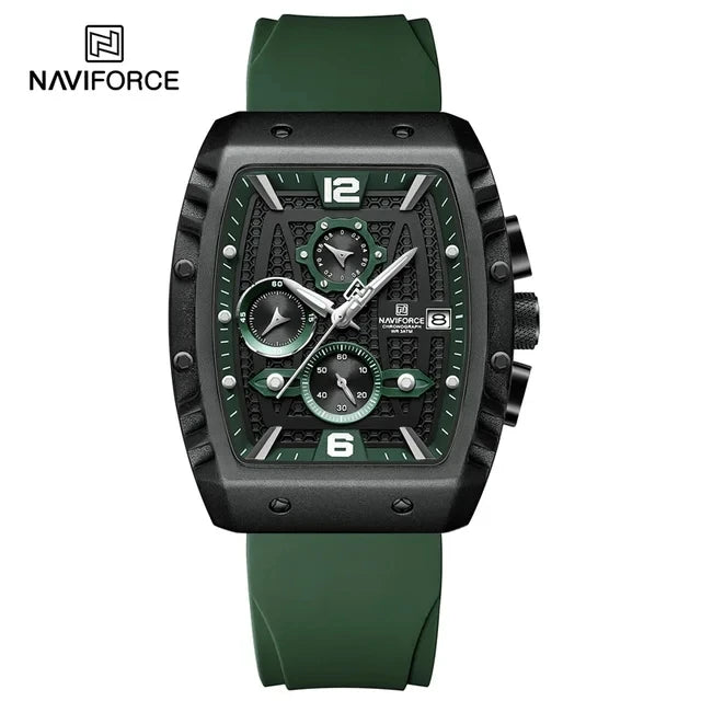 NAVIFORCE  Men's Business Watches Sports Quartz Chronograph Silicone Band Casual Male Waterproof Wristwatches