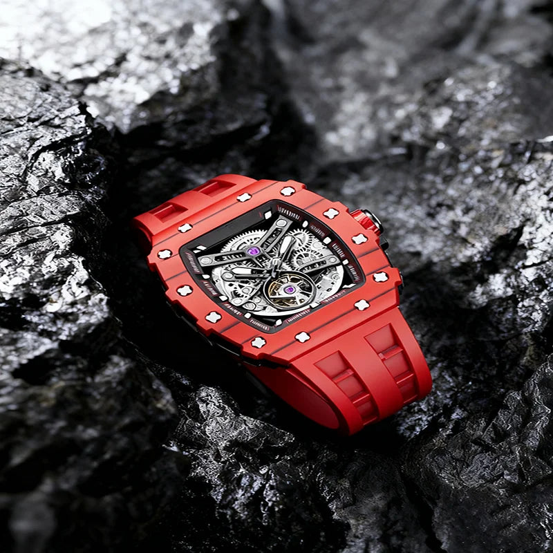 Luxurious Richard TSAR BOMB Automatic Skeleton Dial Watch Wholesale Supply Japanese Movement Sapphire Crystal Rubber Band