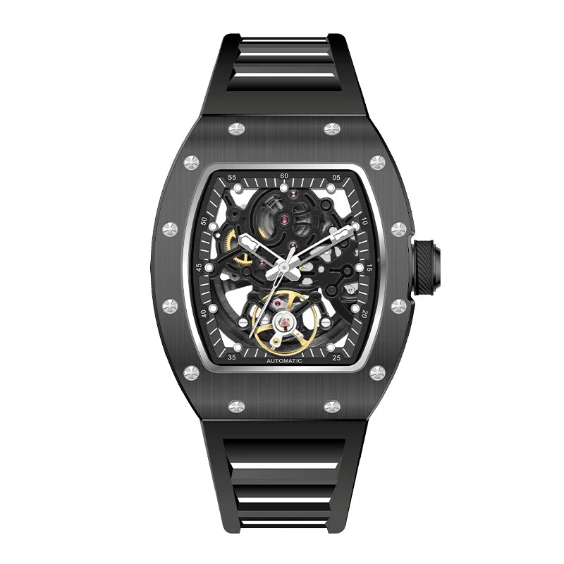 Factory Wholesale Custom Fashion Automatic Wristwatch Luxury Brand High Quality Silicone Mechanical Watches Stainless