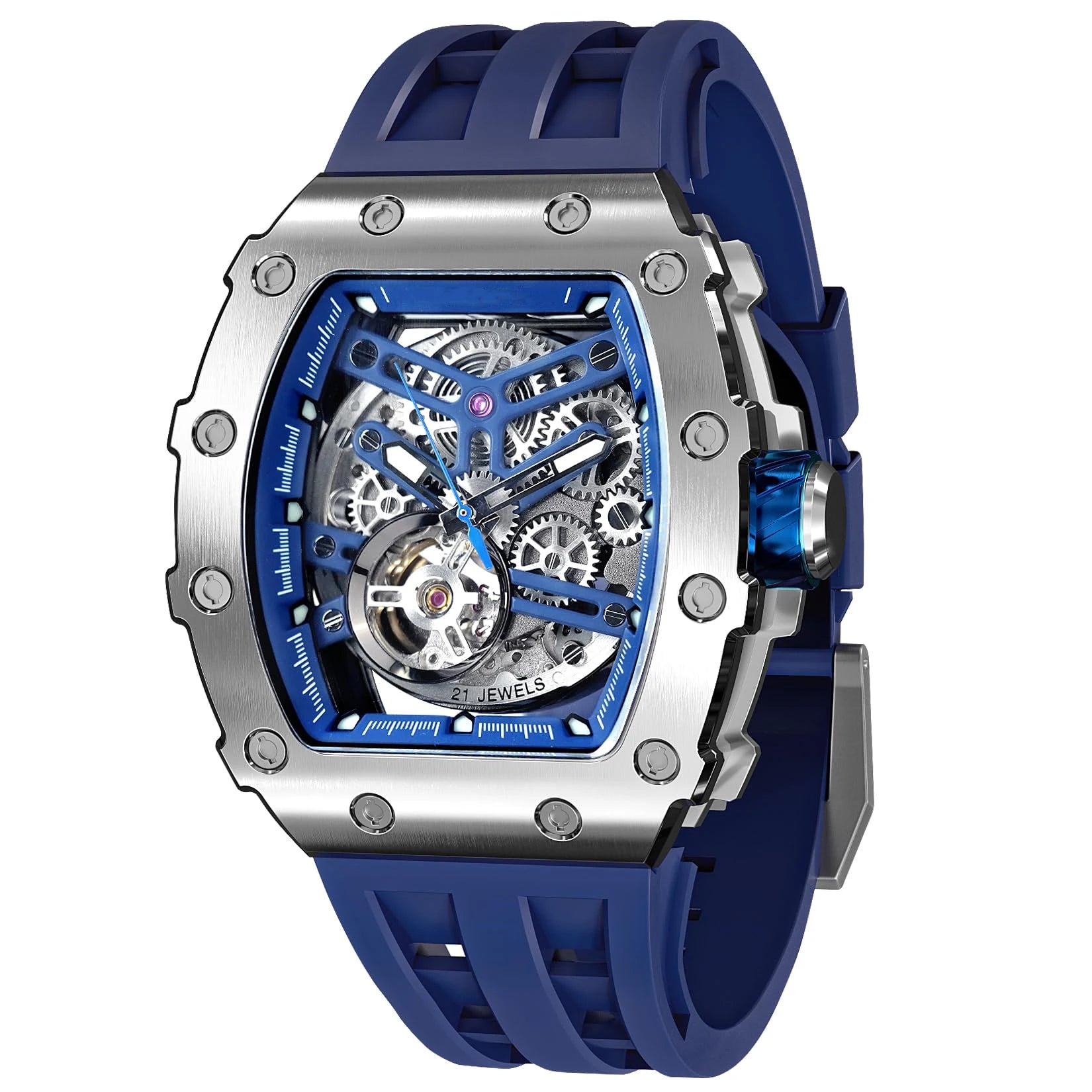 Luxurious Richard TSAR BOMB Automatic Skeleton Dial Watch Wholesale Supply Japanese Movement Sapphire Crystal Rubber Band