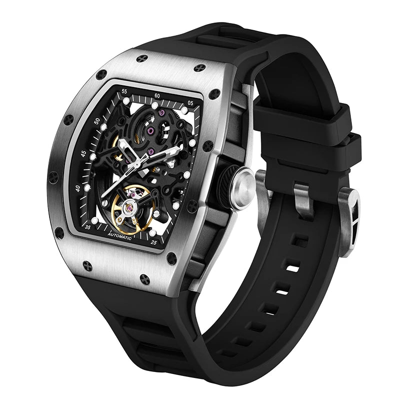 Factory Wholesale Custom Fashion Automatic Wristwatch Luxury Brand High Quality Silicone Mechanical Watches Stainless