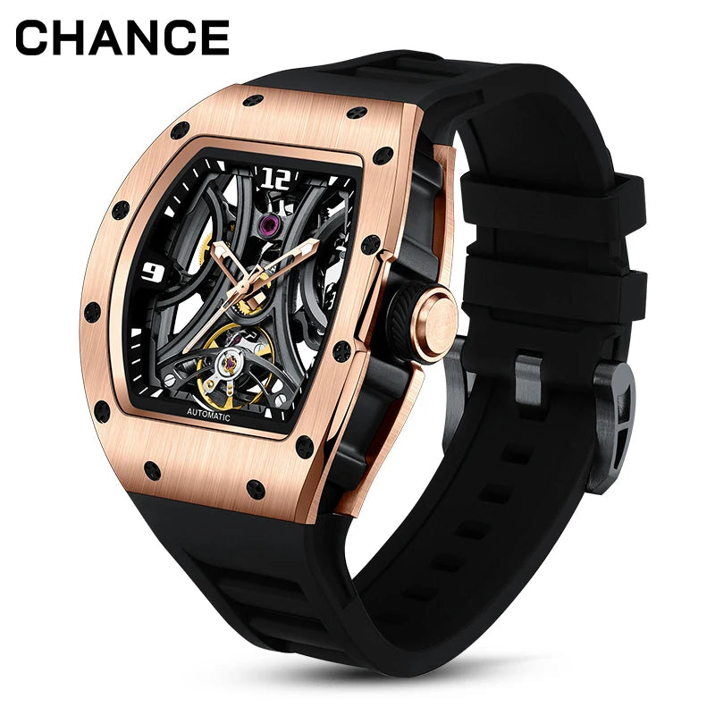 CHANCE JC-9-190G-11 Mechanical Wristwatch Tourbillon Automatic Watches Luxury Hollow Dial Men's Watch