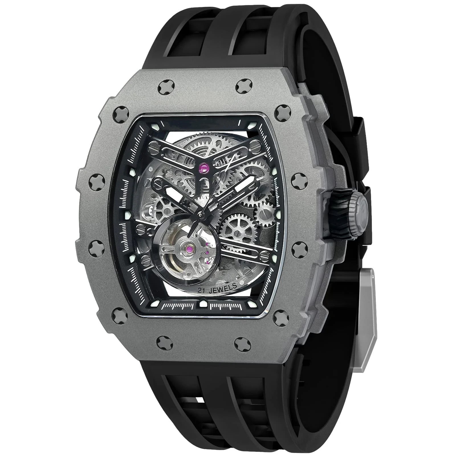 Luxurious Richard TSAR BOMB Automatic Skeleton Dial Watch Wholesale Supply Japanese Movement Sapphire Crystal Rubber Band