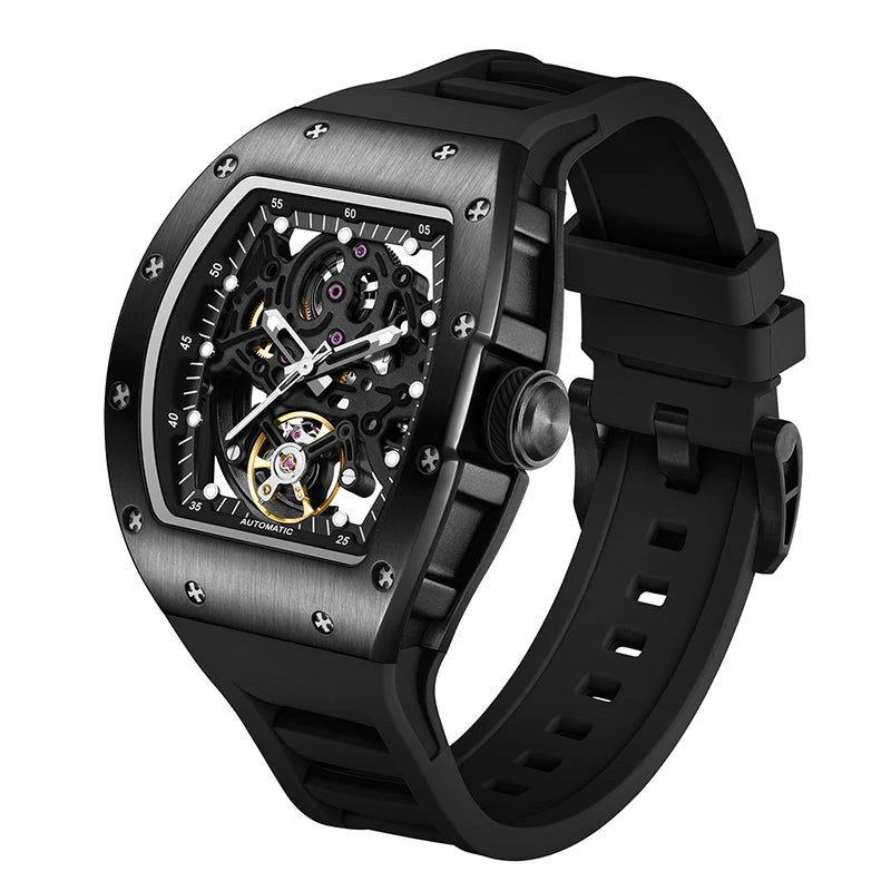 Factory Wholesale Custom Fashion Automatic Wristwatch Luxury Brand High Quality Silicone Mechanical Watches Stainless