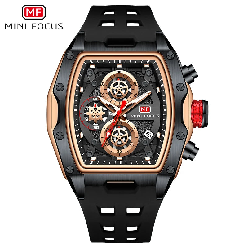 MINI FOCUS MF0473G Classic OEM Mens Quartz Watch Best Silicone Band Waterproof Chronograph Low Moq Sports Wrist Watch