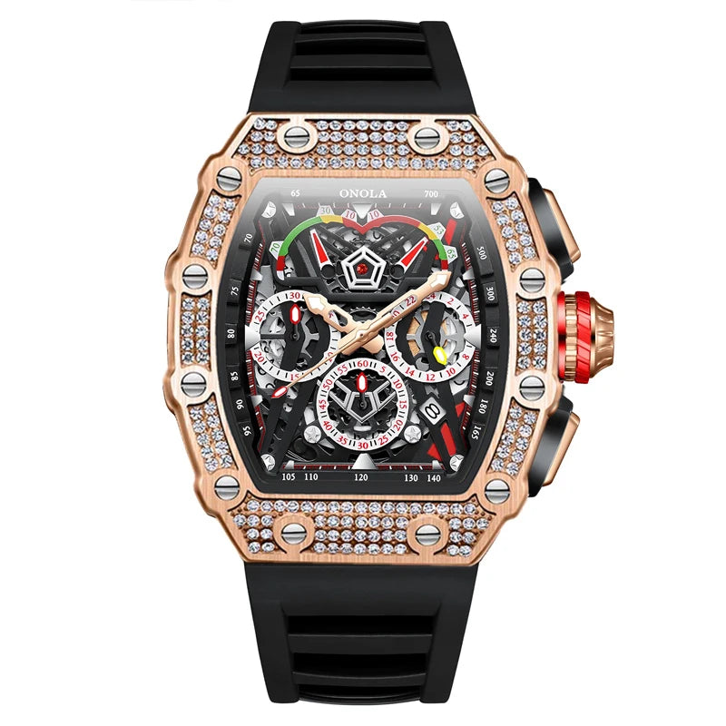 ONOLA 6827Q China Factory Customized New Multifunctional Waterproof Quartz Watches Luxury Design Quartz Movement Watches