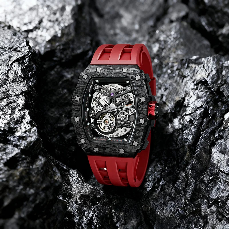 Luxurious Richard TSAR BOMB Automatic Skeleton Dial Watch Wholesale Supply Japanese Movement Sapphire Crystal Rubber Band